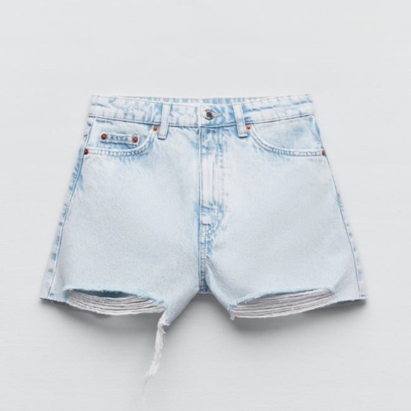 Zara Pants - Women's Light Blue Denim Shorts